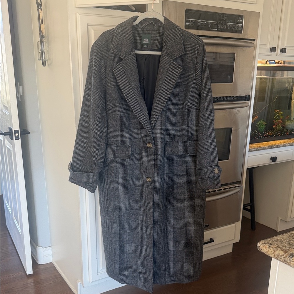 Wild Fable Charcoal Plaid Trench Coat
